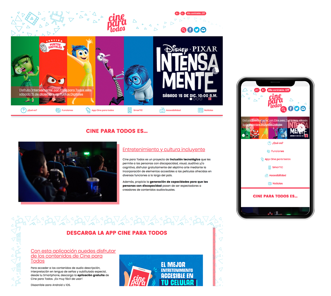 Página web Cine para todos