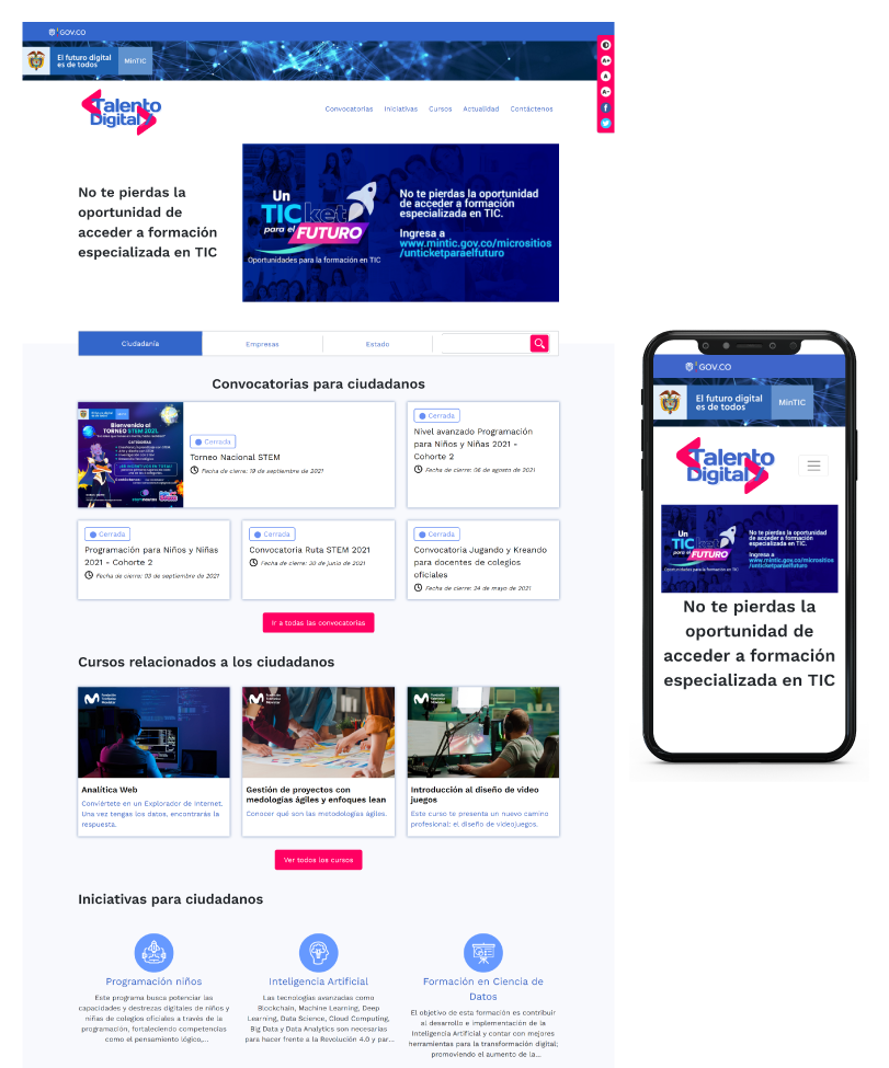 Página web de Talento Digital